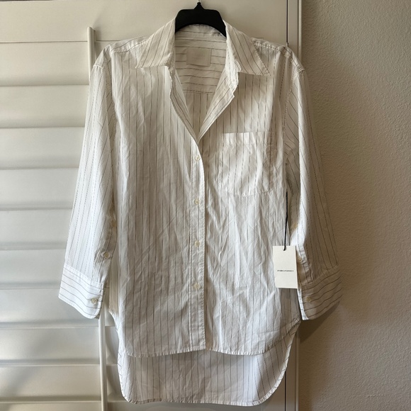 COH CITIZENS OF HUMANITY NWT Striped Cocoon Poplin Shirt White Button Down Up - Picture 10 of 15